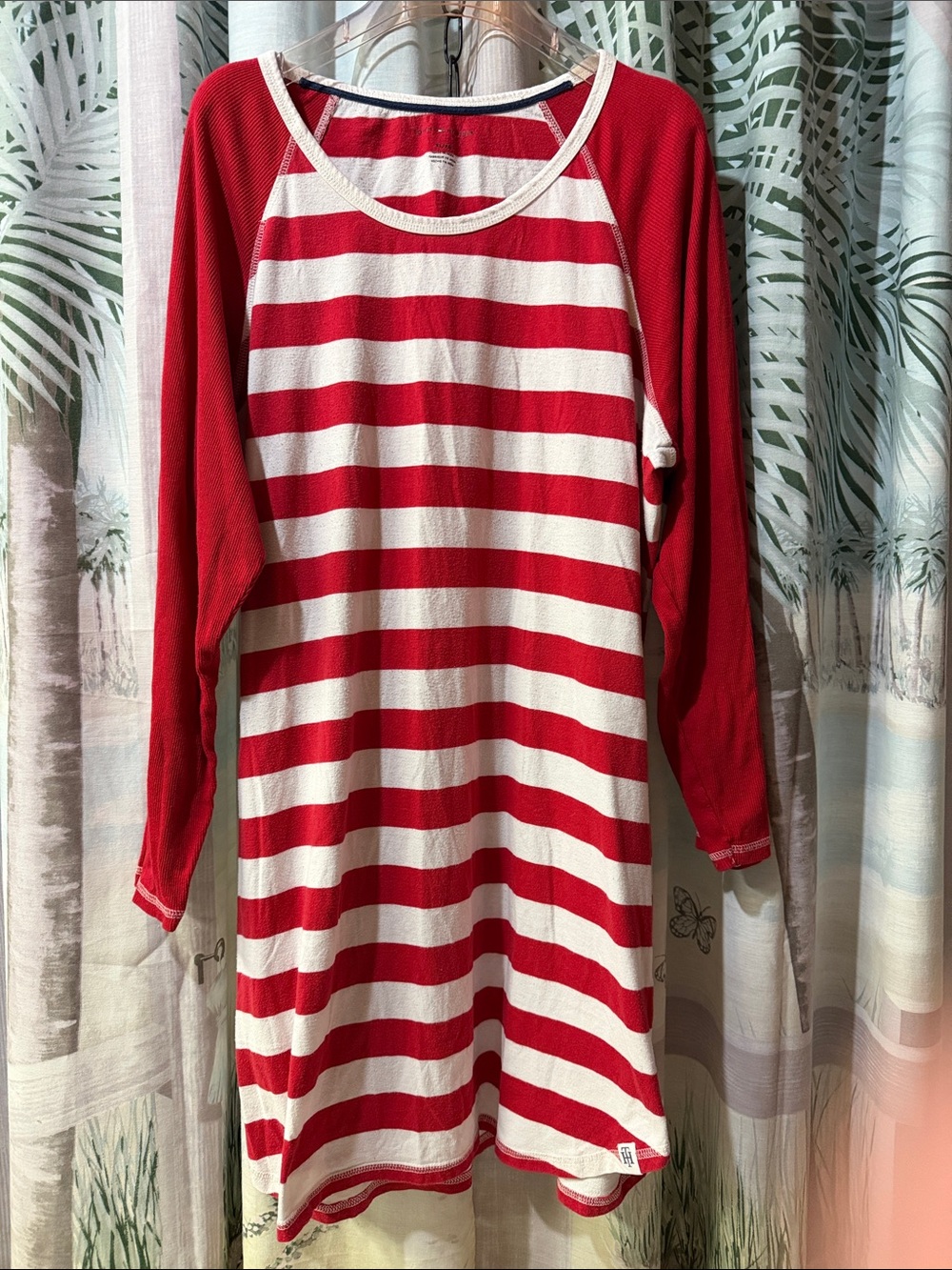 Tommy Hilfiger Red & White Striped Long-Sleeve Pajama Top